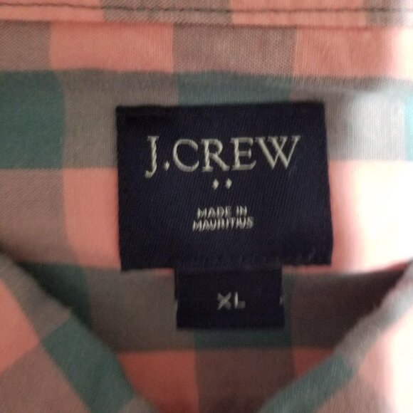J.Crew Mens Pink & Green Checkered Button-Down Shirt XL Cotton Long Sleeve Casua - Picture 2 of 3